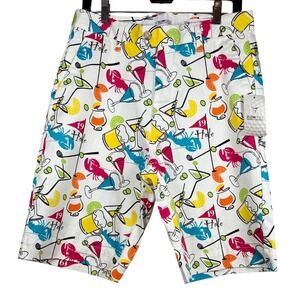 NWT Men's Flow Golf By Flow Society l, 19th Hole Print Golf Shorts, Size 32